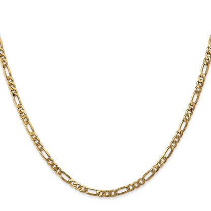2 Inch 10K Yellow Gold 3.25mm Flat Figaro Chain Necklace