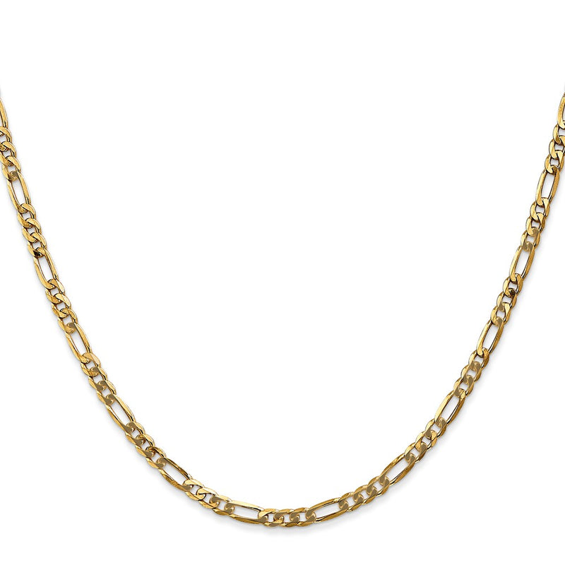 2 Inch 10K Yellow Gold 3.25mm Flat Figaro Chain Necklace