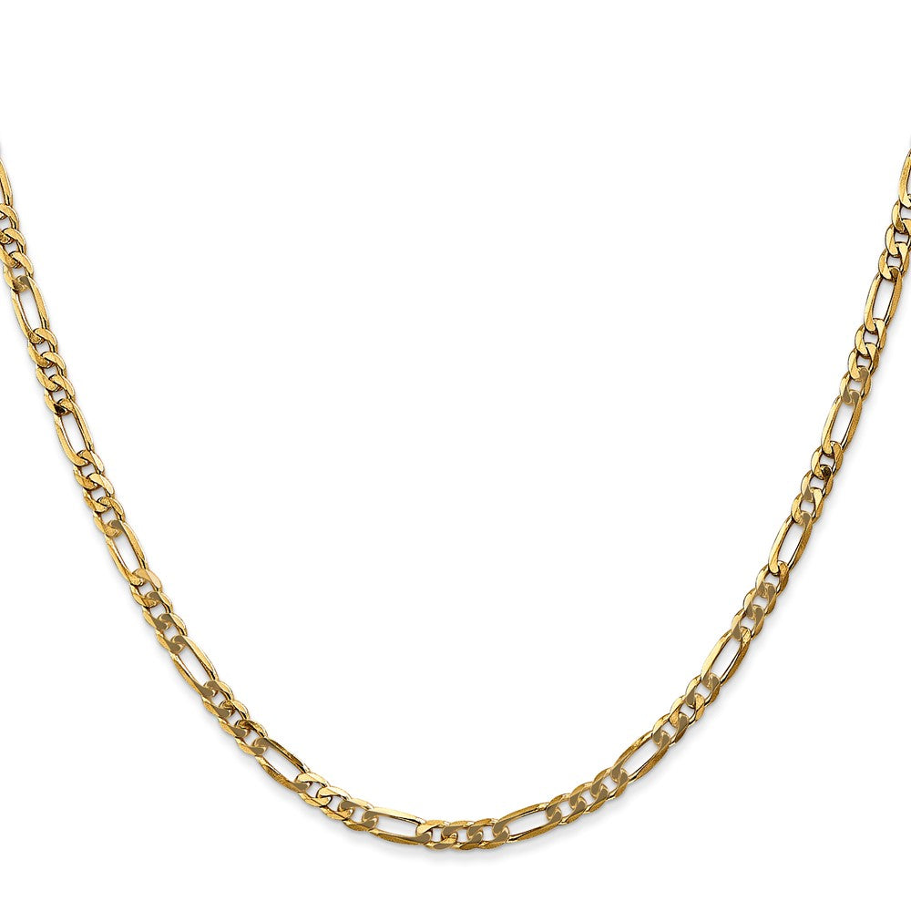 18 Inch 10K Yellow Gold 3.25mm Flat Figaro Chain Necklace