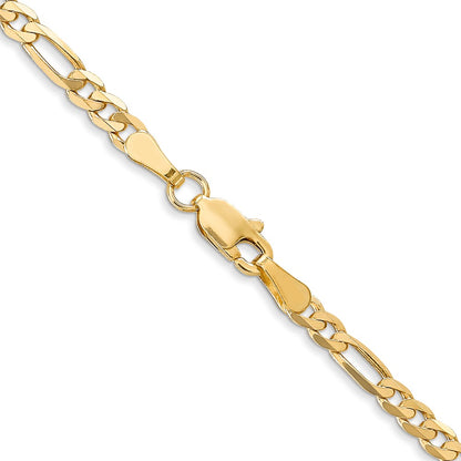 2 Inch 10K Yellow Gold 3.25mm Flat Figaro Chain Necklace