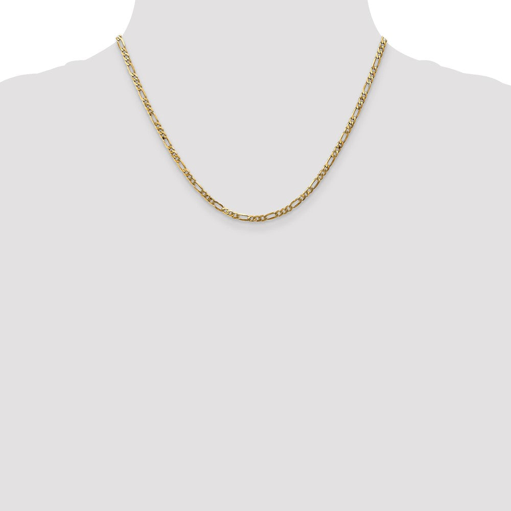 18 Inch 10K Yellow Gold 3.25mm Flat Figaro Chain Necklace