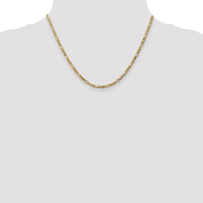18 Inch 10K Yellow Gold 3.25mm Flat Figaro Chain Necklace