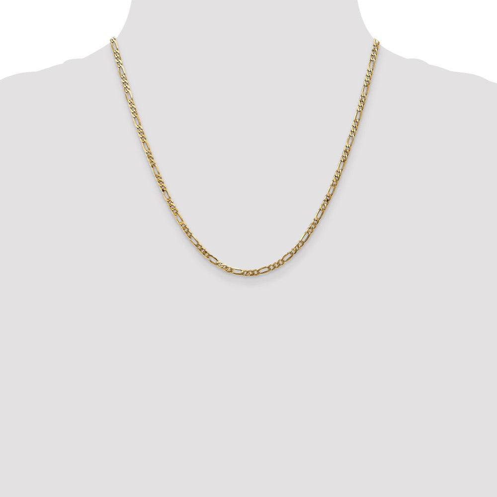 2 Inch 10K Yellow Gold 3.25mm Flat Figaro Chain Necklace