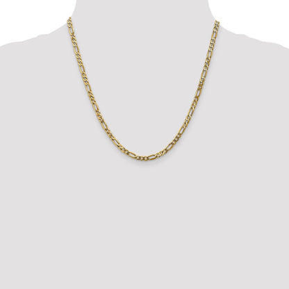 2 Inch 10K Yellow Gold 4mm Flat Figaro Chain Necklace