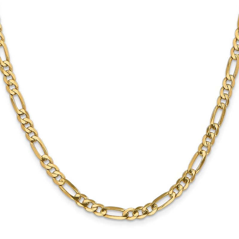 2 Inch 10K Yellow Gold 4.75mm Flat Figaro Chain Necklace