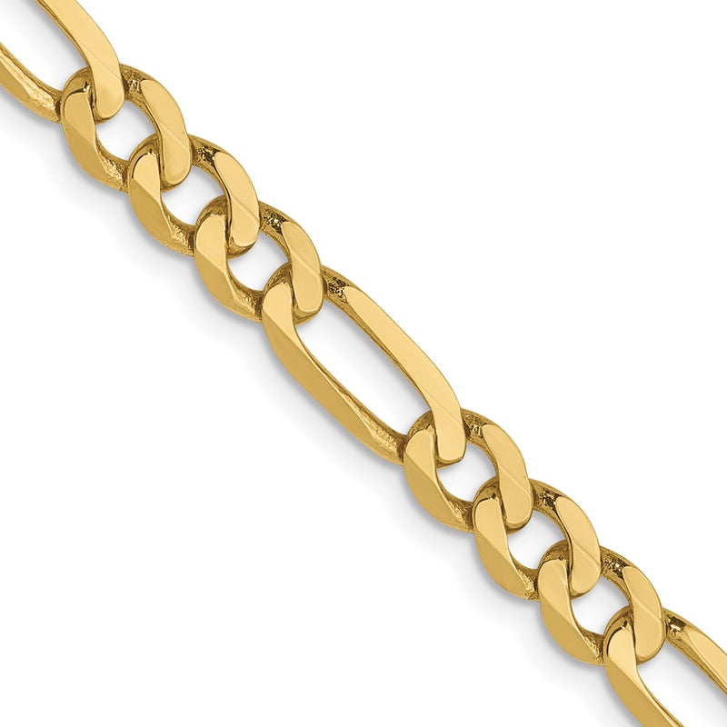2 Inch 10K Yellow Gold 4.75mm Flat Figaro Chain Necklace