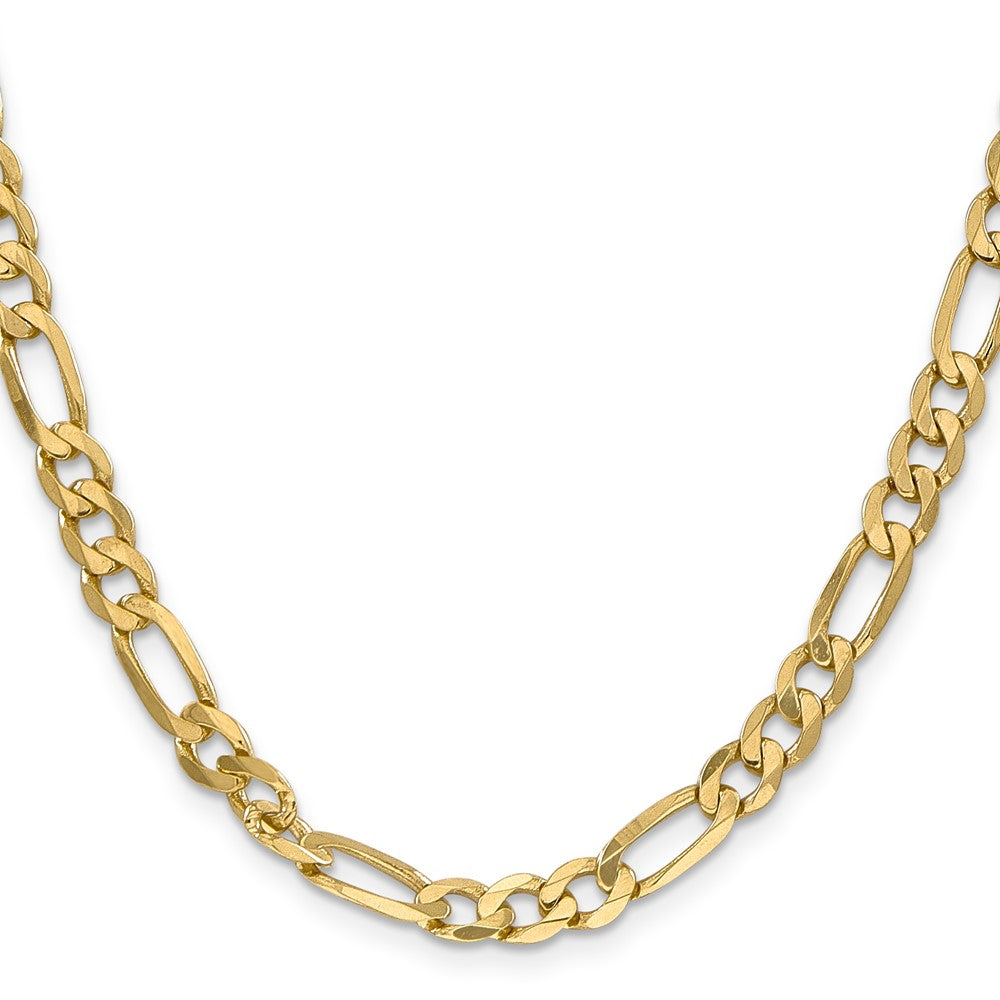 22 Inch 10K Yellow Gold 6.25mm Flat Figaro Chain Necklace