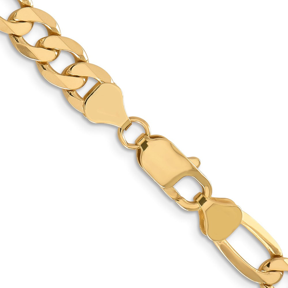 2 Inch 10K Yellow Gold 7.5mm Flat Figaro Chain Necklace