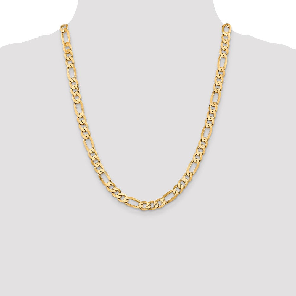2 Inch 10K Yellow Gold 7.5mm Flat Figaro Chain Necklace