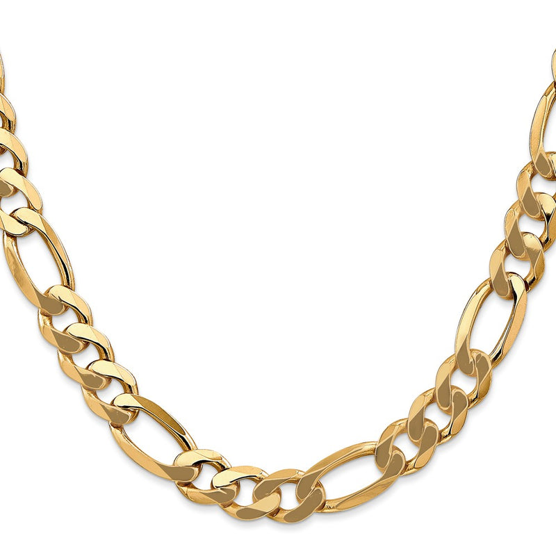 2 Inch 10K Yellow Gold 8.75mm Flat Figaro Chain Necklace