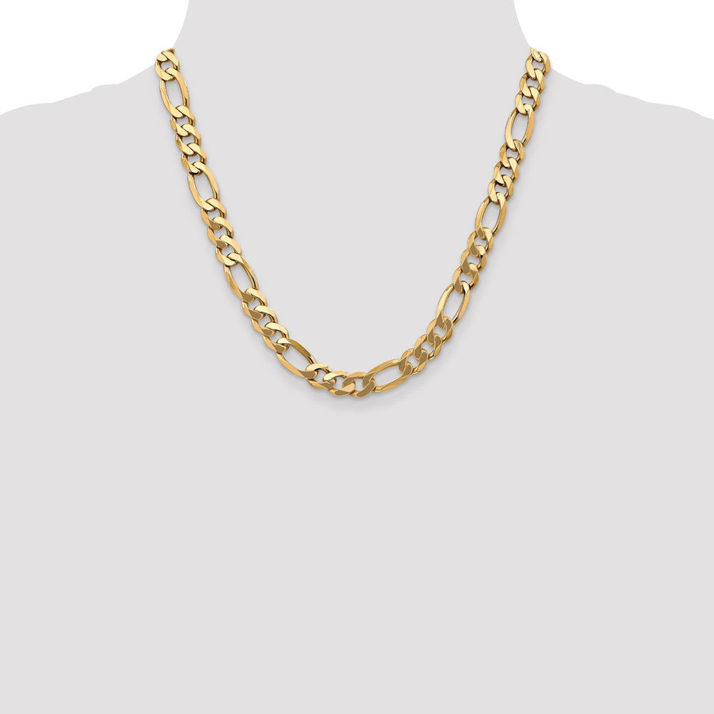 2 Inch 10K Yellow Gold 8.75mm Flat Figaro Chain Necklace