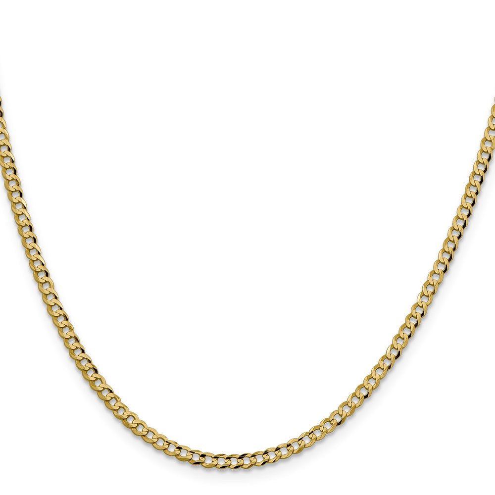 2 Inch 10K Yellow Gold 3.1mm Lightweight Flat Cuban Chain Necklace