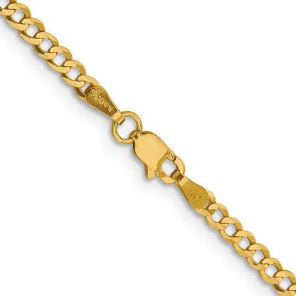 2 Inch 10K Yellow Gold 3.1mm Lightweight Flat Cuban Chain Necklace