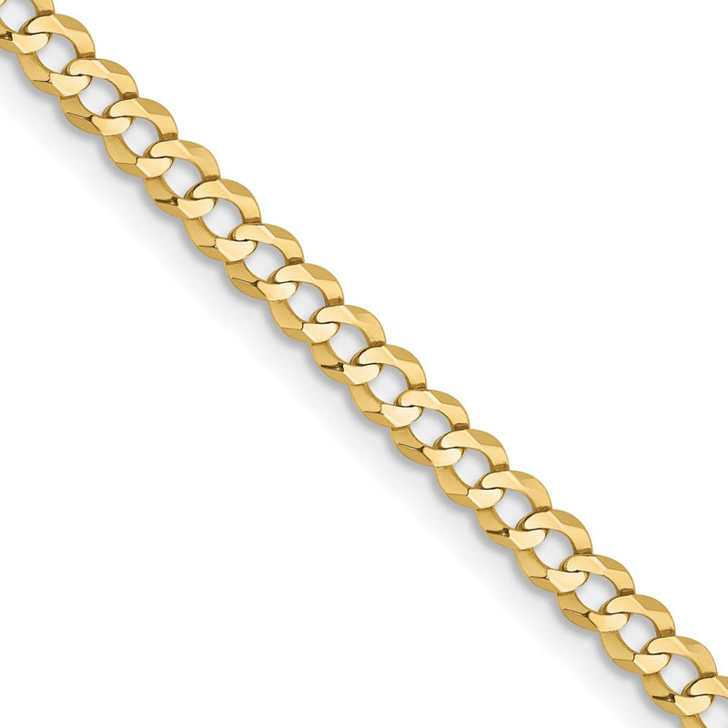 16 Inch 10K Yellow Gold 3.1mm Lightweight Flat Cuban Chain Necklace