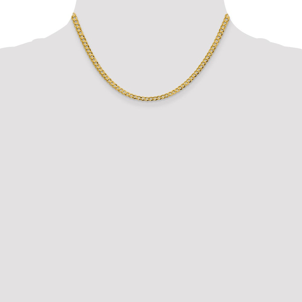 16 Inch 10K Yellow Gold 3.7mm Lightweight Flat Cuban Chain Necklace