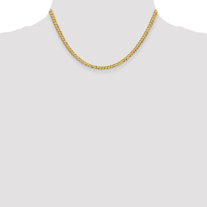 16 Inch 10K Yellow Gold 3.7mm Lightweight Flat Cuban Chain Necklace