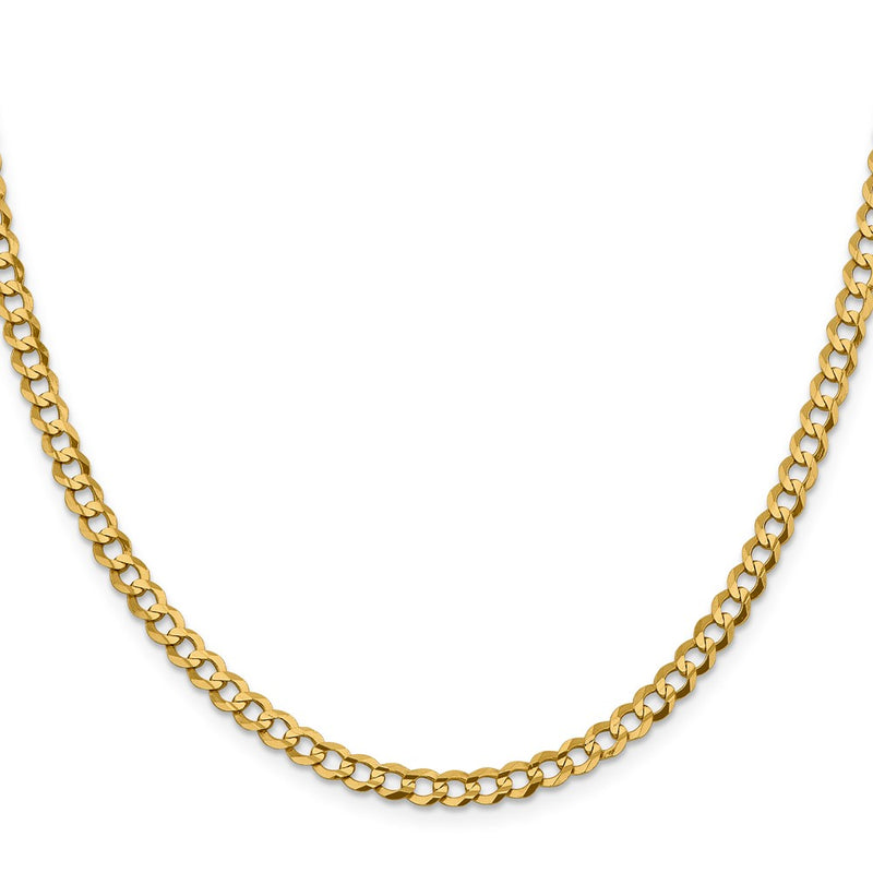 24 Inch 10K Yellow Gold 4.7mm Lightweight Flat Cuban Chain Necklace