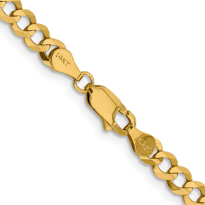 24 Inch 10K Yellow Gold 4.7mm Lightweight Flat Cuban Chain Necklace