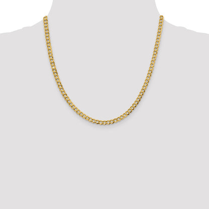 2 Inch 10K Yellow Gold 4.7mm Lightweight Flat Cuban Chain Necklace