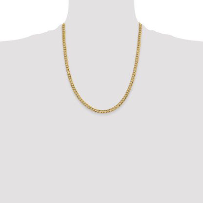 22 Inch 10K Yellow Gold 4.7mm Lightweight Flat Cuban Chain Necklace