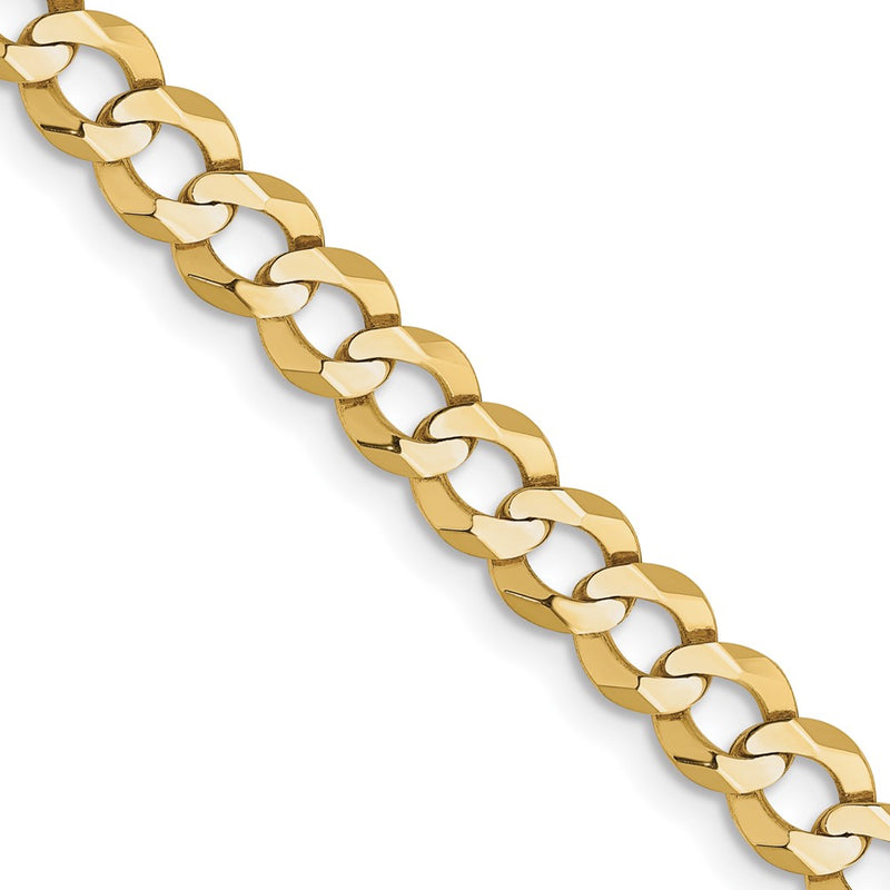 24 Inch 10K Yellow Gold 4.7mm Lightweight Flat Cuban Chain Necklace