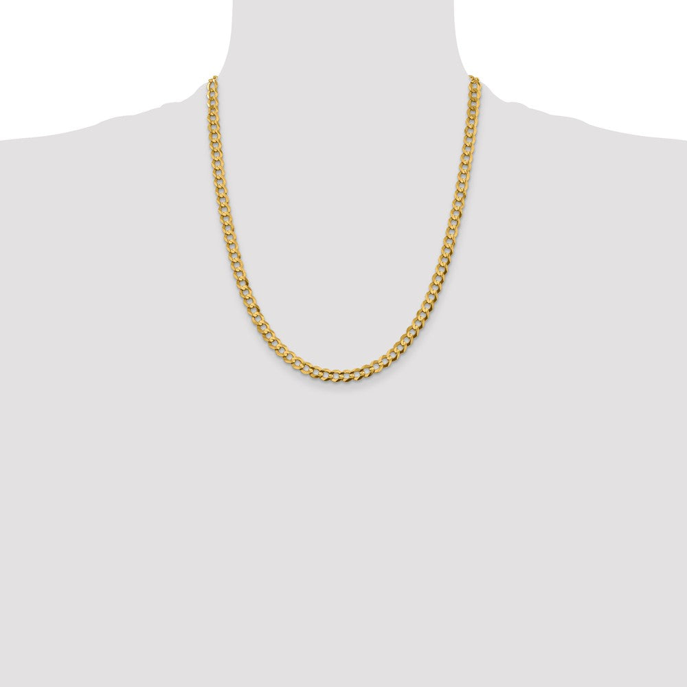 22 Inch 10K Yellow Gold 5.9mm Lightweight Flat Cuban Chain Necklace