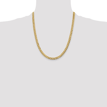 22 Inch 10K Yellow Gold 5.9mm Lightweight Flat Cuban Chain Necklace
