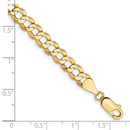 7 Inch 10K Yellow Gold 5.9mm Lightweight Flat Cuban Chain Bracelet