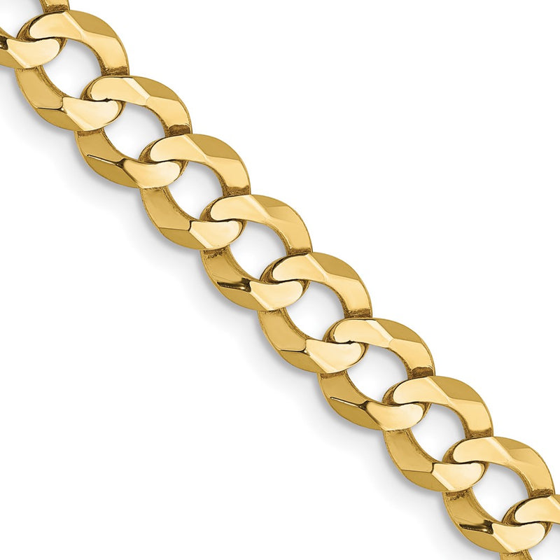 22 Inch 10K Yellow Gold 5.9mm Lightweight Flat Cuban Chain Necklace