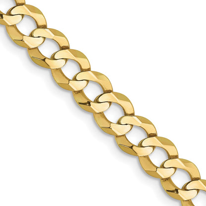 26 Inch 10K Yellow Gold 7.2mm Lightweight Flat Cuban Chain Necklace