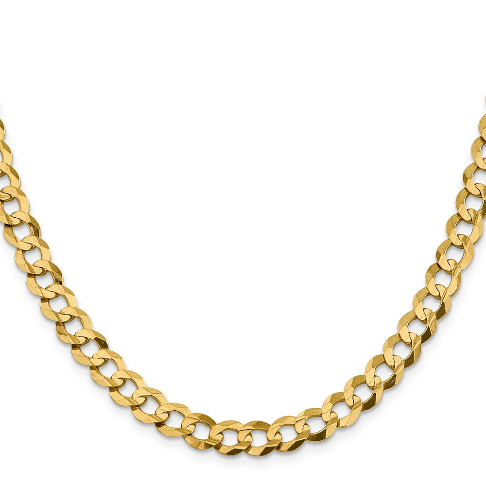 22 Inch 10K Yellow Gold 8.3mm Lightweight Flat Cuban Chain Necklace