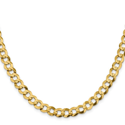 22 Inch 10K Yellow Gold 8.3mm Lightweight Flat Cuban Chain Necklace