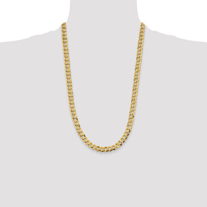 26 Inch 10K Yellow Gold 8.3mm Lightweight Flat Cuban Chain Necklace