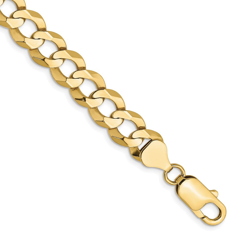 8 Inch 10K Yellow Gold 8.3mm Lightweight Flat Cuban Chain Bracelet