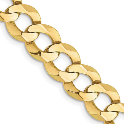 22 Inch 10K Yellow Gold 9.4mm Lightweight Flat Cuban Chain Necklace