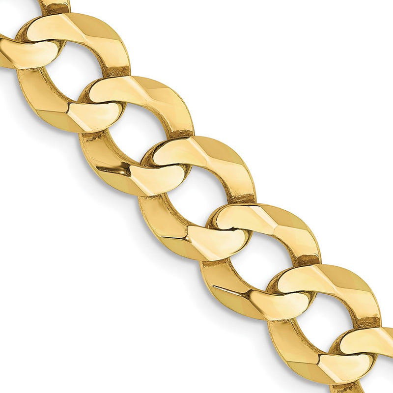 2 Inch 10K Yellow Gold 9.4mm Lightweight Flat Cuban Chain Necklace
