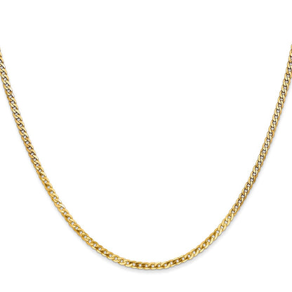 22 Inch 10K Yellow Gold 2.2mm Flat Beveled Curb Chain Necklace