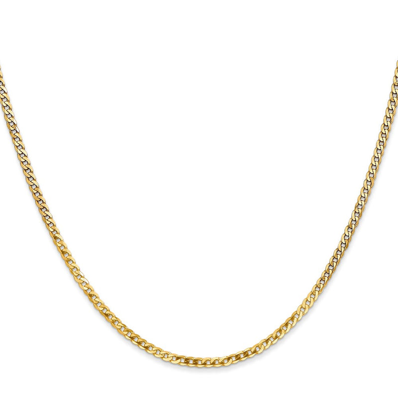 2 Inch 10K Yellow Gold 2.2mm Flat Beveled Curb Chain Necklace