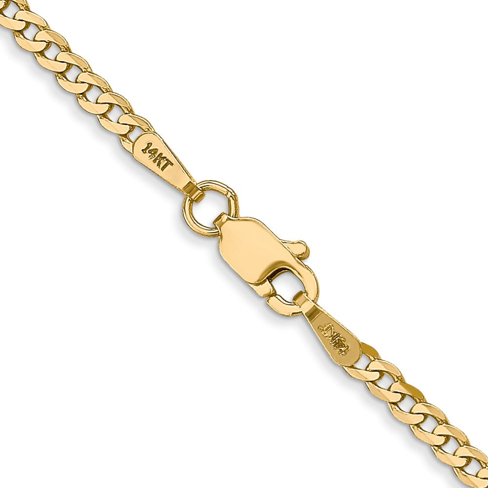 2 Inch 10K Yellow Gold 2.2mm Flat Beveled Curb Chain Necklace