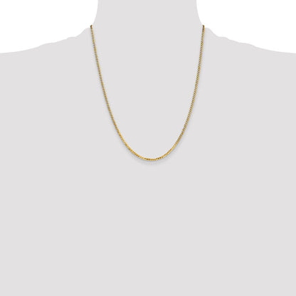 22 Inch 10K Yellow Gold 2.2mm Flat Beveled Curb Chain Necklace
