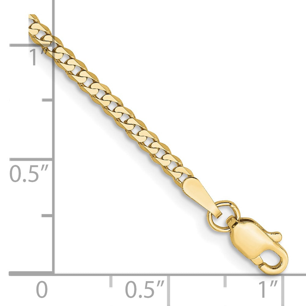9 Inch 10K Yellow Gold 2.2mm Flat Beveled Curb Chain Bracelet