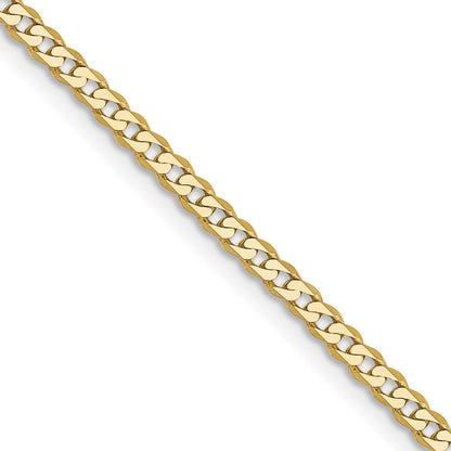 2 Inch 10K Yellow Gold 2.2mm Flat Beveled Curb Chain Necklace