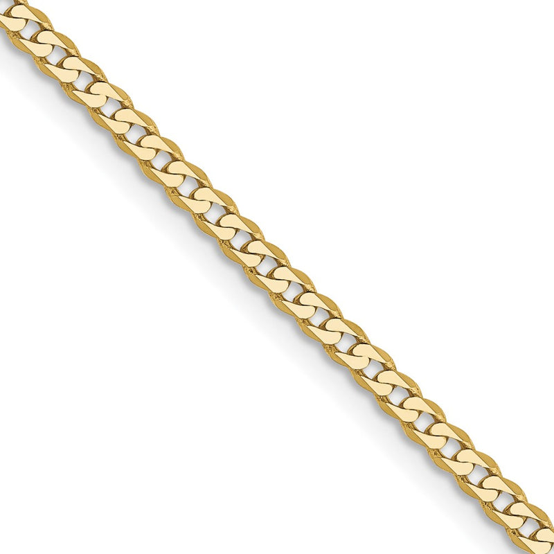 2 Inch 10K Yellow Gold 2.2mm Flat Beveled Curb Chain Necklace