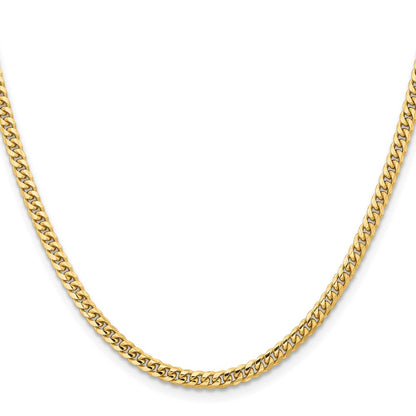 26 Inch 10K Yellow Gold 3.5mm Solid Miami Cuban Chain Necklace