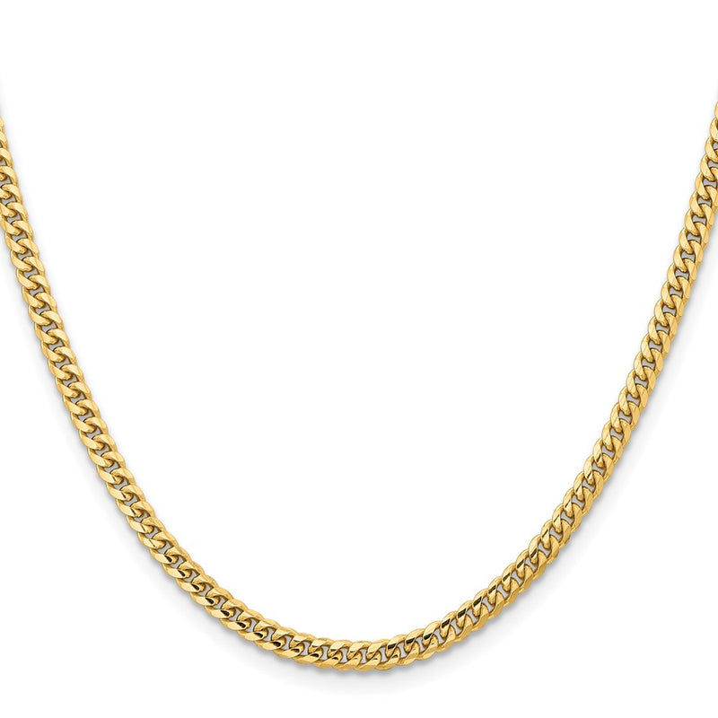 24 Inch 10K Yellow Gold 3.5mm Solid Miami Cuban Chain Necklace