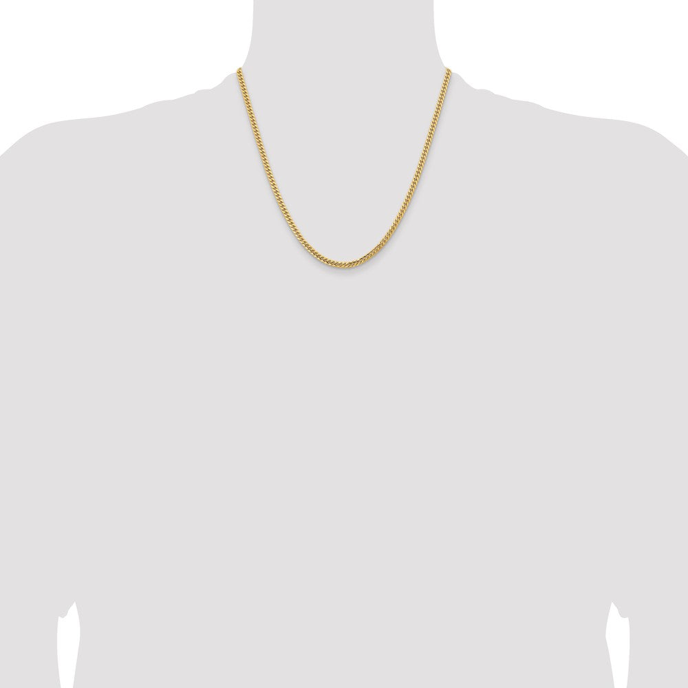 2 Inch 10K Yellow Gold 3.5mm Solid Miami Cuban Chain Necklace