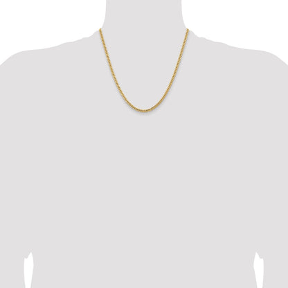 2 Inch 10K Yellow Gold 3.5mm Solid Miami Cuban Chain Necklace