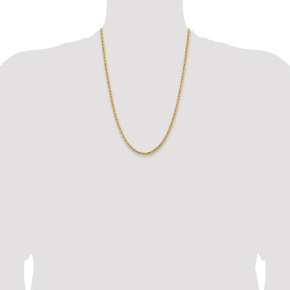 24 Inch 10K Yellow Gold 3.5mm Solid Miami Cuban Chain Necklace