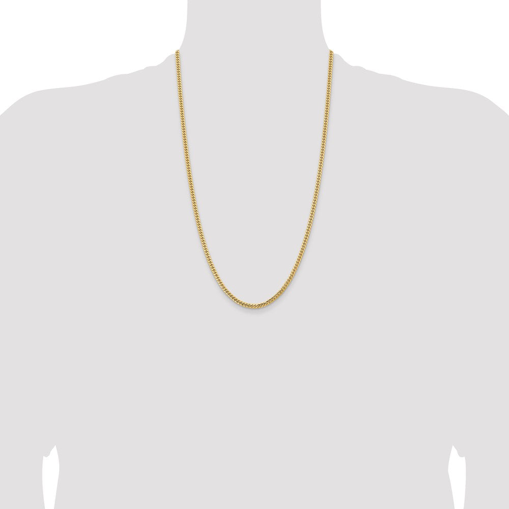 26 Inch 10K Yellow Gold 3.5mm Solid Miami Cuban Chain Necklace