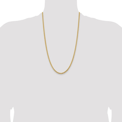 26 Inch 10K Yellow Gold 3.5mm Solid Miami Cuban Chain Necklace